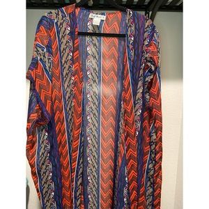 Say what ? sheer multi color tribal kimono coverup